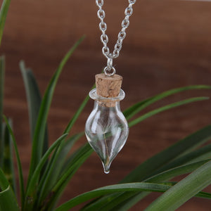 Affascinante collana con bottiglia di vetro Vinatge Dandelion Wish Collane con pendente in vetro per accessori di gioielli da donna 
