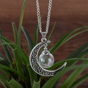 Affascinante collana con bottiglia di vetro Vinatge Dandelion Wish Collane con pendente in vetro per accessori di gioielli da donna 