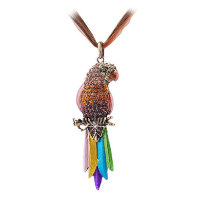 Charms Bijoux Women Crystal Parrot Pendant Necklace Alloy Collar Long Chain Necklaces Fashion Jewellery For Women