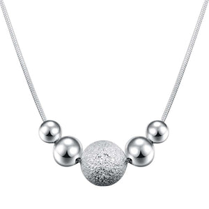 Charms wedding party silver plated new cute lady bead women necklace jewelry silver jewelry fashion cute pendant necklace LN019