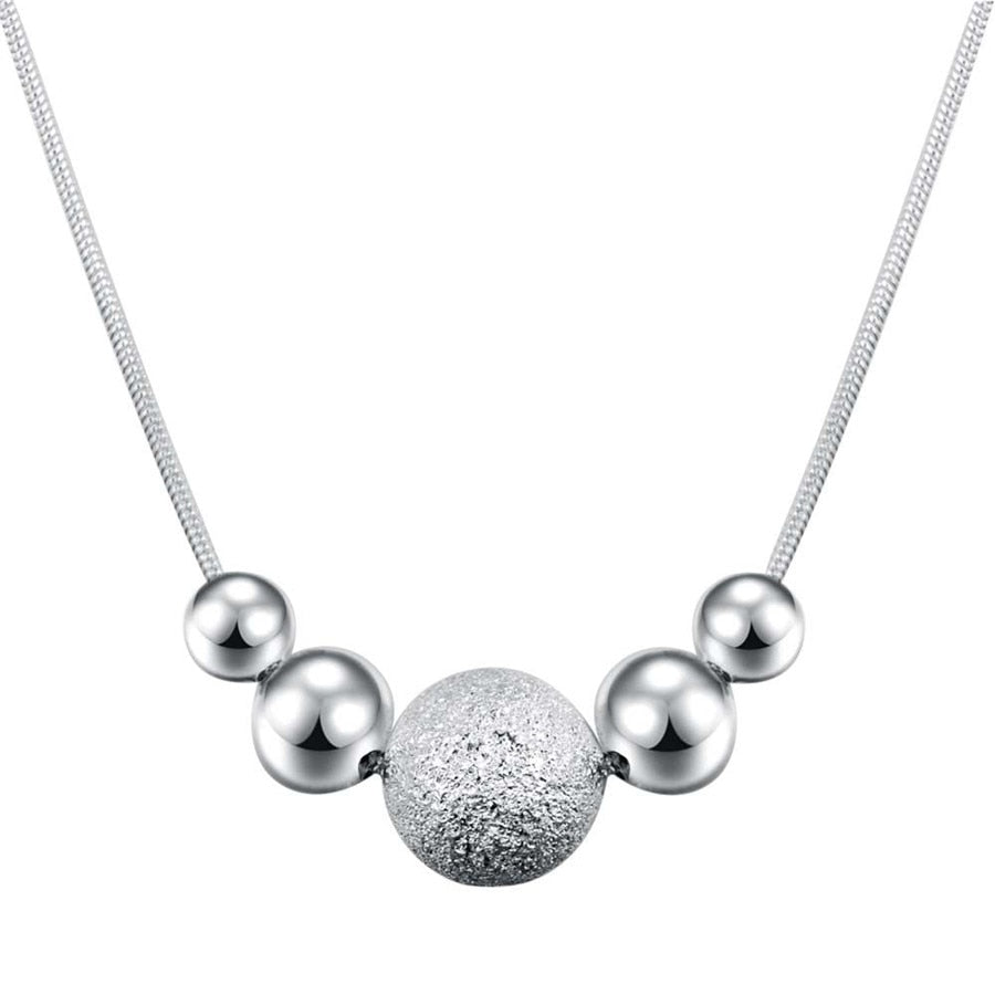 Charms wedding party silver plated new cute lady bead women necklace jewelry silver jewelry fashion cute pendant necklace LN019