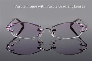 Chashma Brand Eyeglasses Diamond Trimmed Rimless Glasses Titanium Fashionable Lady Eyeglasses Spectacle Frames Women