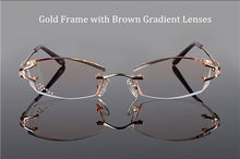 Load image into Gallery viewer, Chashma Brand Eyeglasses Diamond Trimmed Rimless Glasses Titanium Fashionable Lady Eyeglasses Spectacle Frames Women