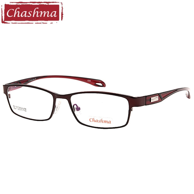 Chashma Brand Sport Stylish Eyewear Men Full Rimmed Titanium Frame TR 90 Flexible Temple Transparent Lenses Light Eye Glasses