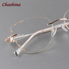 Carica l&#39;immagine nel visualizzatore di Gallery, Chashma Cat Eye  Titanium Prescrpiton Glasses Diamond Women Rimless Optical Frames Tint Colored Lenses