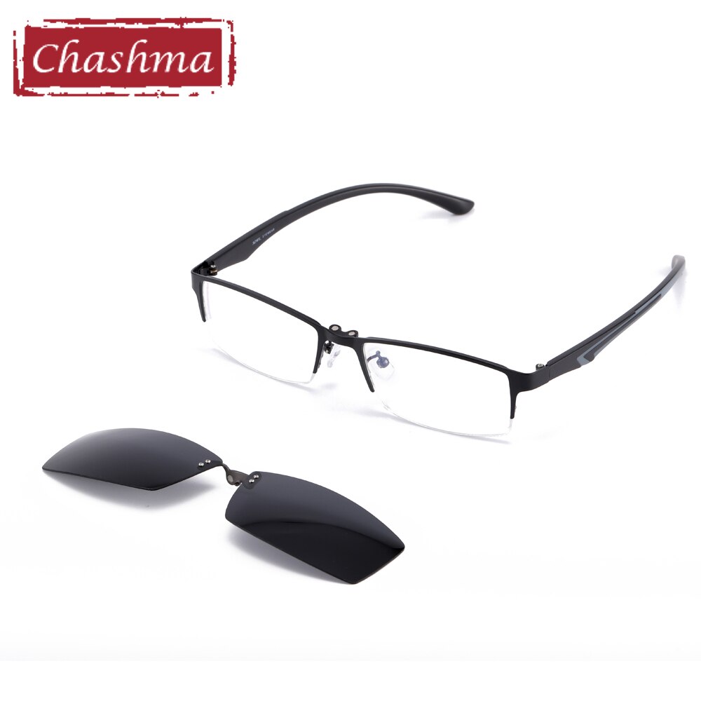 Chashma Clip Magnet Glasses Polarized Lenses Half Frame Sunglasses for Men Sport Style Eyewear