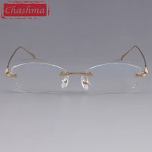 Load image into Gallery viewer, Chashma Designer Eyeglasses Diamond Female Rimless Titanium Glasses Frame Transparent Stone Lenses Women Prescription Spectacles