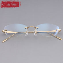 Load image into Gallery viewer, Chashma Designer Eyeglasses Diamond Female Rimless Titanium Glasses Frame Transparent Stone Lenses Women Prescription Spectacles