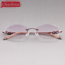 Carica l&#39;immagine nel visualizzatore di Gallery, Chashma Designer Eyeglasses Diamond Lady Rimless Alloy Glasses Frame Transparent Stone Lenses Female Prescription Spectacles