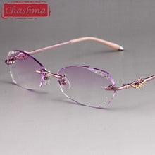 Carica l&#39;immagine nel visualizzatore di Gallery, Chashma Designer Eyeglasses Diamond Lady Rimless Alloy Glasses Frame Transparent Stone Lenses Female Prescription Spectacles