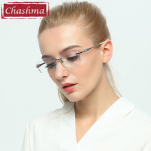 Carica l&#39;immagine nel visualizzatore di Gallery, Chashma  Tint Lenses Myopia Glasses Reading Glasses Diamond Cutting Rimless Titanium Glasses Frame for Women