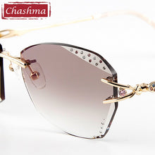 Load image into Gallery viewer, Chashma  Tint Lenses Myopia Glasses Reading Glasses Sunglasses Diamond Cutting Rimless Titanium Glasses Frame for Women