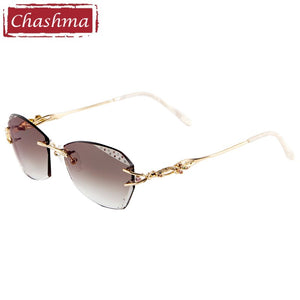 Chashma  Tint Lenses Myopia Glasses Reading Glasses Sunglasses Diamond Cutting Rimless Titanium Glasses Frame for Women