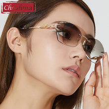 Load image into Gallery viewer, Chashma  Tint Lenses Myopia Glasses Reading Glasses Sunglasses Diamond Cutting Rimless Titanium Glasses Frame for Women
