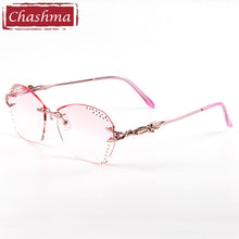 Load image into Gallery viewer, Chashma  Tint Lenses Myopia Glasses Reading Glasses Sunglasses Diamond Cutting Rimless Titanium Glasses Frame for Women