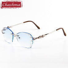 Load image into Gallery viewer, Chashma  Tint Lenses Myopia Glasses Reading Glasses Sunglasses Diamond Cutting Rimless Titanium Glasses Frame for Women
