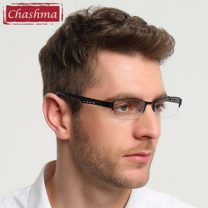 Chashma Men Eyewear Quality Half Rimmed Stainless Frame TR 90 Arms Optical Glasses Frame Males Myopia Spectacle Frames