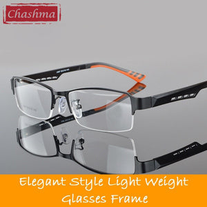 Chashma Men Eyewear Quality Half Rimmed Stainless Frame TR 90 Arms Optical Glasses Frame Males Myopia Spectacle Frames