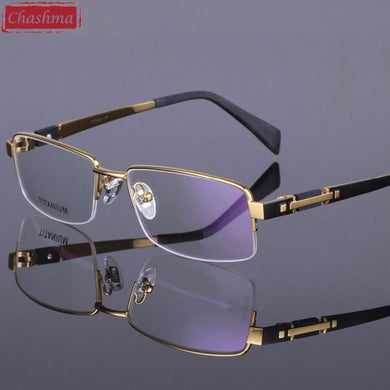 Chashma Pure Titanium Eye Glasses Half Rim Gentlemen Prescription  Optical Eyewear Frame