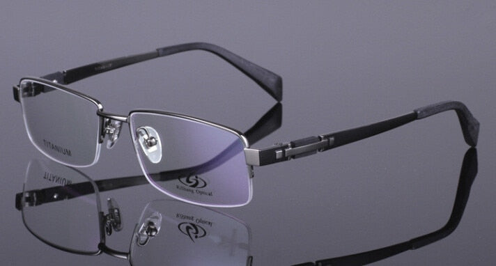 Chashma Pure Titanium Eye Glasses Half Rim Gentlemen Prescription  Optical Eyewear Frame