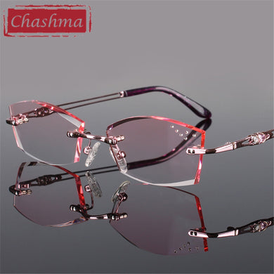Chashma Pure Titanium in grado Lady Eye Glasses Diamanti Montature per occhiali senza montatura da donna