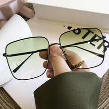 Load image into Gallery viewer, Chic Avocado Green Alloy Square Sunglasses For Women Brand Oversized Gradient Sun Glasses Men Metal Retro Big Shades