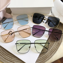 Load image into Gallery viewer, Chic Avocado Green Alloy Square Sunglasses For Women Brand Oversized Gradient Sun Glasses Men Metal Retro Big Shades