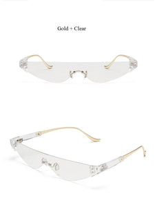 Chic Cat Eye Sunglasses Men Women Rimless Sun Glasses Ins Cool 2023 Eyegasses Glasses Clear Brand Italy Designer