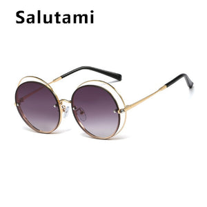 Chic Circle Hollow Out Frame Oversized Women's Sunglasses 2023 Round Cat Eye Sun Glasses Female Brand Crystal Shades