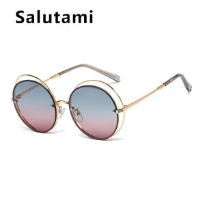 Chic Circle Hollow Out Frame Oversized Women's Sunglasses 2023 Round Cat Eye Sun Glasses Female Brand Crystal Shades