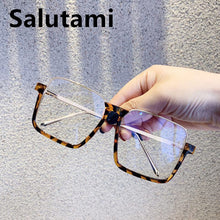 Load image into Gallery viewer, Chic Half Frame Square Clear Glasses Frame For Women Oversized Alloy Ins Shades Female Transparent Lens Black Brown Eyeglass