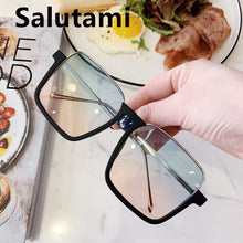 Load image into Gallery viewer, Chic Half Frame Square Clear Glasses Frame For Women Oversized Alloy Ins Shades Female Transparent Lens Black Brown Eyeglass