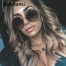 Load image into Gallery viewer, Chic No Chain Lens Alloy Women Sunglasses 2023  Brand Vintage Retro Black Sexy Round Sun Glasses Female Shades Rimless