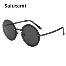 Load image into Gallery viewer, Chic No Chain Lens Alloy Women Sunglasses 2023  Brand Vintage Retro Black Sexy Round Sun Glasses Female Shades Rimless