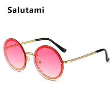 Load image into Gallery viewer, Chic No Chain Lens Alloy Women Sunglasses 2023  Brand Vintage Retro Black Sexy Round Sun Glasses Female Shades Rimless