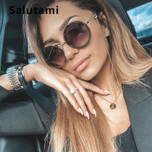 Load image into Gallery viewer, Chic No Chain Lens Alloy Women Sunglasses 2023  Brand Vintage Retro Black Sexy Round Sun Glasses Female Shades Rimless