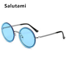 Load image into Gallery viewer, Chic No Chain Lens Alloy Women Sunglasses 2023  Brand Vintage Retro Black Sexy Round Sun Glasses Female Shades Rimless