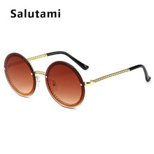 Load image into Gallery viewer, Chic No Chain Lens Alloy Women Sunglasses 2023  Brand Vintage Retro Black Sexy Round Sun Glasses Female Shades Rimless