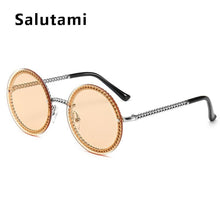 Load image into Gallery viewer, Chic No Chain Lens Alloy Women Sunglasses 2023  Brand Vintage Retro Black Sexy Round Sun Glasses Female Shades Rimless