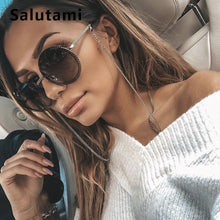 Load image into Gallery viewer, Chic No Chain Lens Alloy Women Sunglasses 2023  Brand Vintage Retro Black Sexy Round Sun Glasses Female Shades Rimless