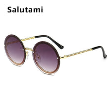 Load image into Gallery viewer, Chic No Chain Lens Alloy Women Sunglasses 2023  Brand Vintage Retro Black Sexy Round Sun Glasses Female Shades Rimless