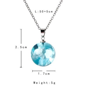 Transparent Resin Rould Ball Moon Pendant Necklace Women Blue Sky White Cloud Chain Necklace Fashion Jewelry Gifts for Girl
