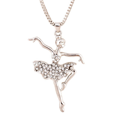 Chic dancing choker necklaces & pendant trendy shiny crystal ballet girl statement necklace fashion jewelry for women gift