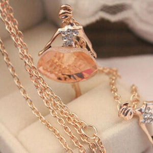 Chic dancing choker necklaces & pendant trendy shiny crystal ballet girl statement necklace fashion jewelry for women gift