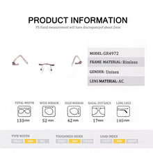 Load image into Gallery viewer, China factory handmade rimless eyeglasses frames women men reading optical frame with acetate temple