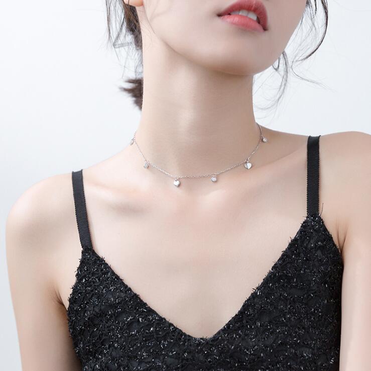 Choker Silver Pendants Necklaces 925 Sterling Silver Pendants Necklaces with Cubic Zirconia