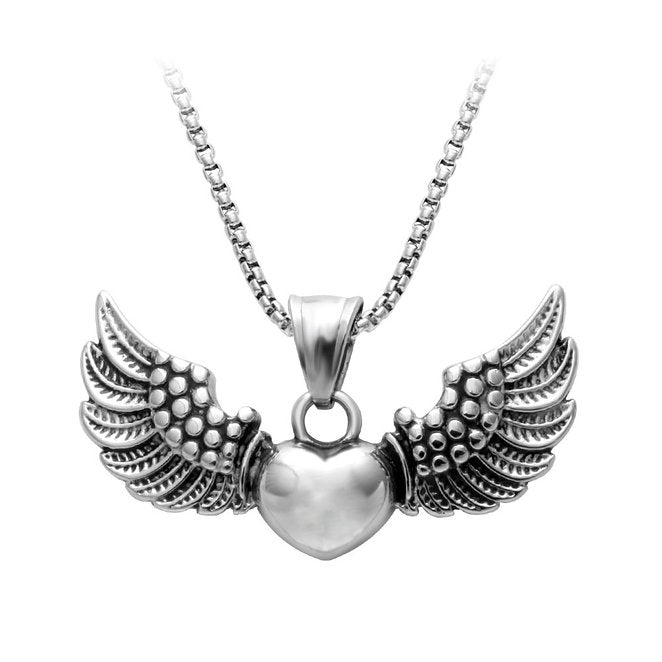 Christmas Gift Pendant Necklaces,rhodium Plated Necklace,angel Heart Wings Necklace
