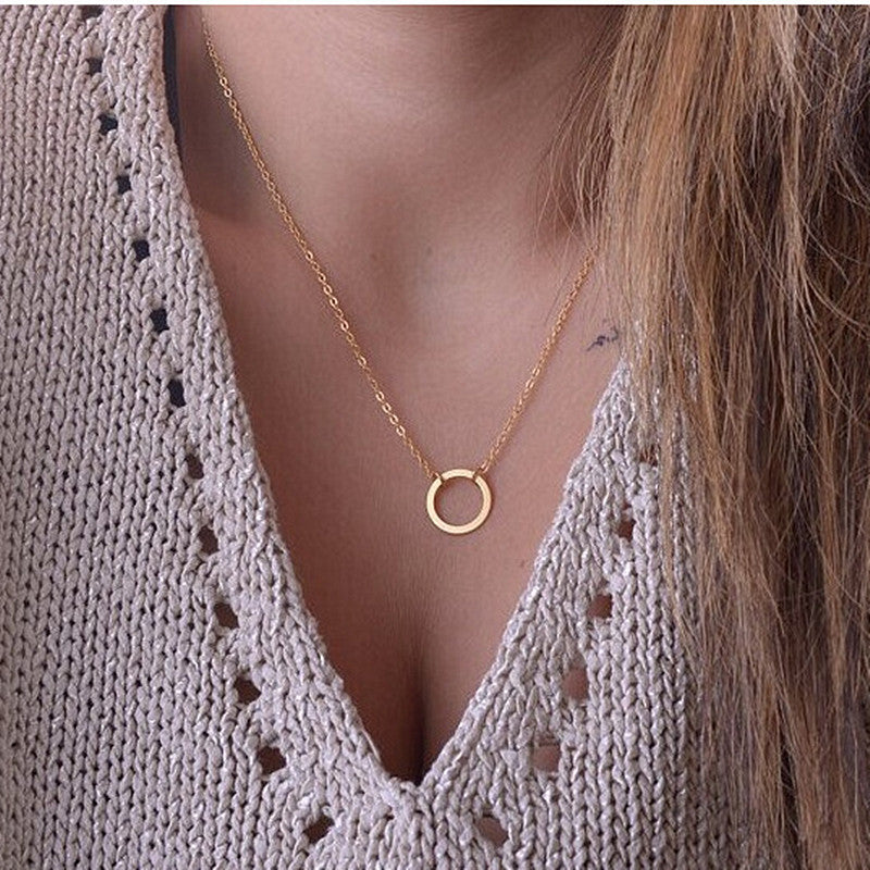 Circle Pendants Necklaces Eternity Collares Minimalist Jewelry Dainty Forever Women Necklace Gift