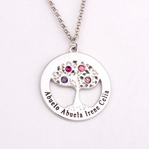 Circle Tree Necklace with Birthstones Personalized Birthstones Family Necklaces Custom Made Any Name YP2495