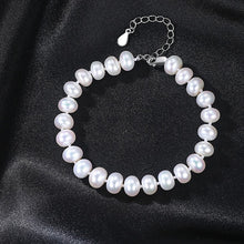 Load image into Gallery viewer, Classic 925 Sterling Silver Charm Chain 100% Natural Pearl Bracelet For Women Jewelry Accessories